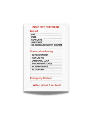 'Boat Exit Checklist' Safety Stickers