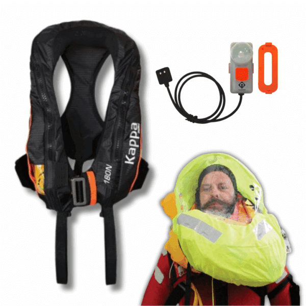 Kappa 180 lifejacket JS1 Auto Harness With Sprayhood & Light - Image 2
